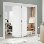 Premium White Room Divider with Bi-Folding Doors and Top Hung System for Versatile Space Management