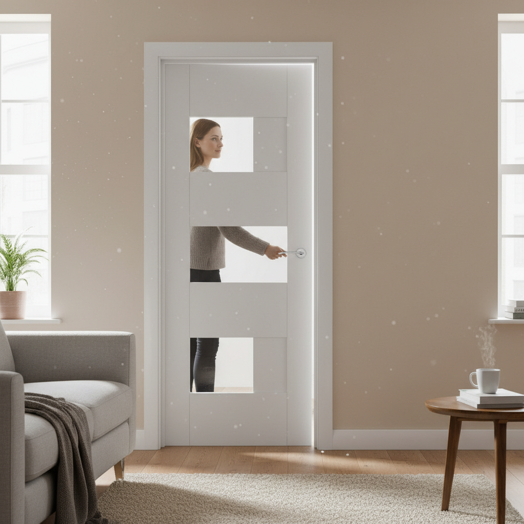 Premium Internal White Fully Finished Glazed Door with Clear Safety Glass and Engineered Construction for Modern Interiors
