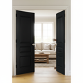 Premium 3 Panel Black Internal Door Pair - Fully Finished with Solid Core and Distinctive Moulding for Added Elegance