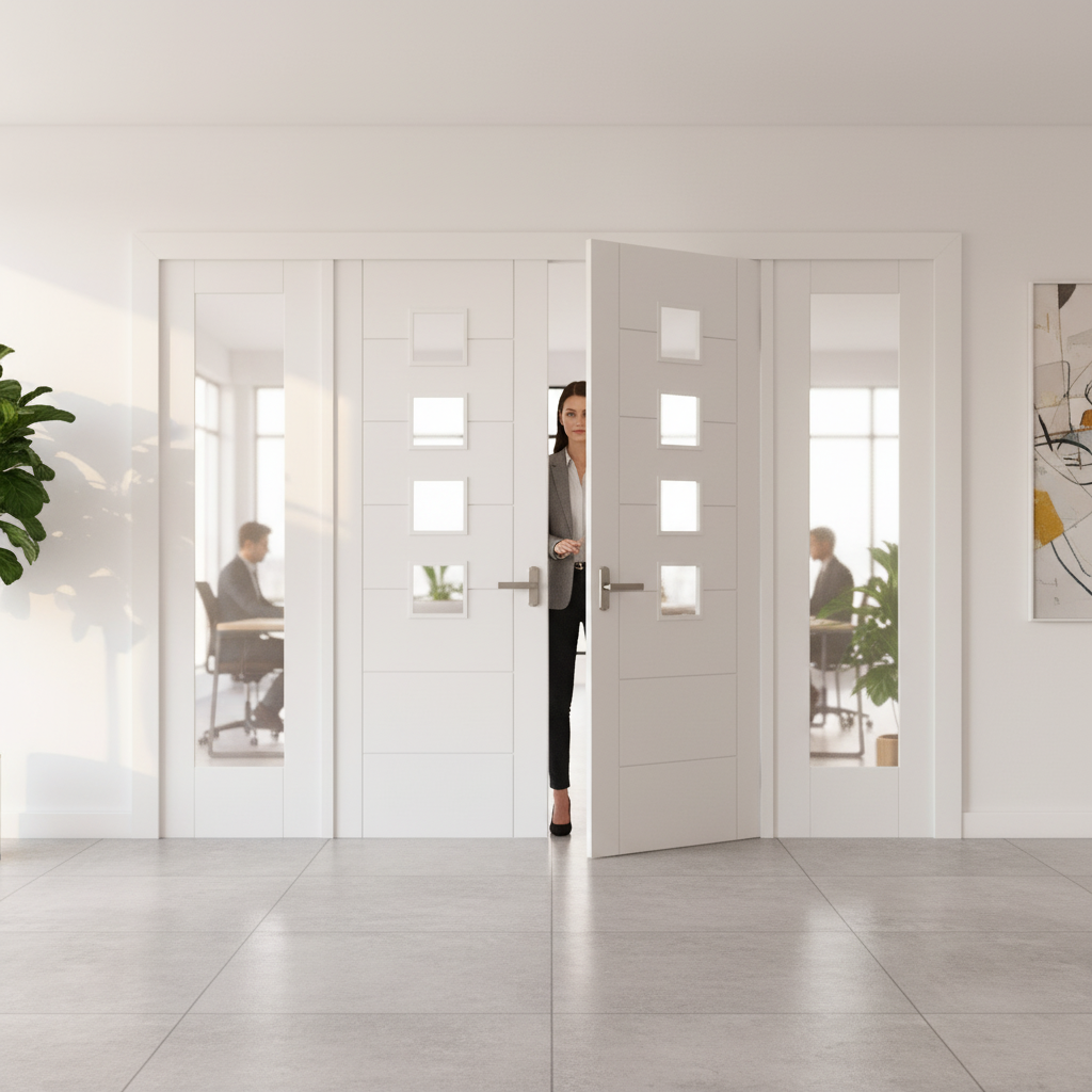Premium Internal Room Divider Set with Obscure Glass Panels and Pre-Primed Frame for Elegant Interiors