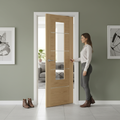 Premium Custom Made Oak Glazed Internal Door with Horizontal Panels and Aluminium Inlays