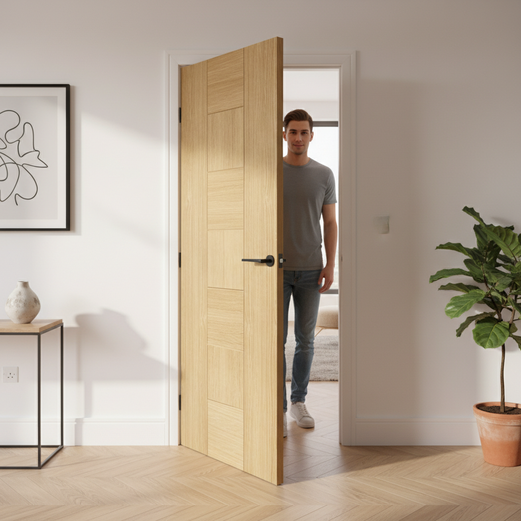 Premium Pre-Finished Oak Internal Door with Centre Panels and Solid Core Construction - Ideal for Home and Office