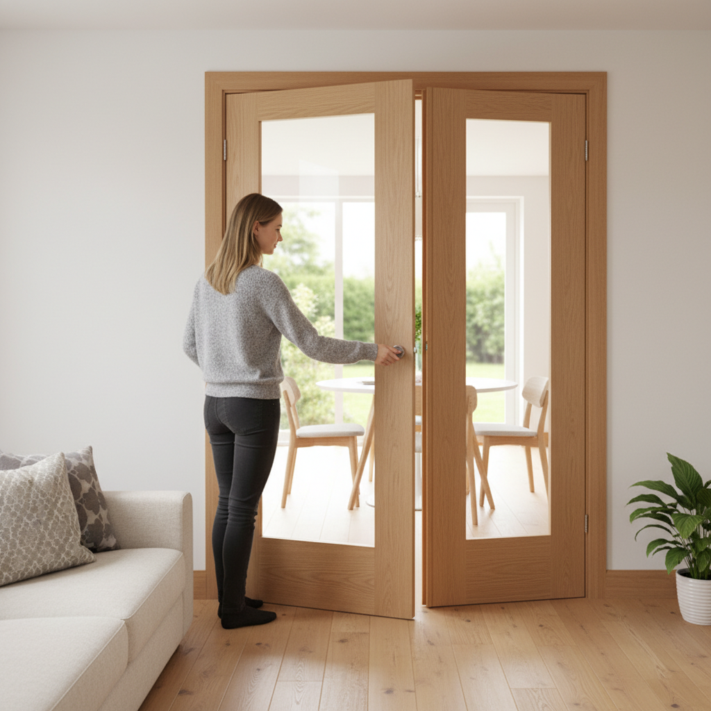 Premium Clear Glazed Single Door Room Divider with Side Panel Options and Universal Frame