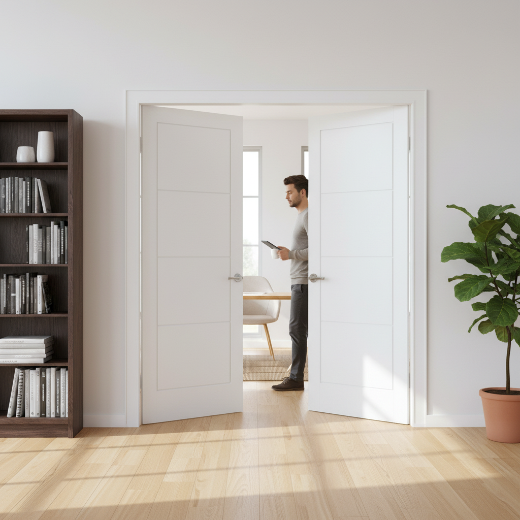 Premium Internal White Moulded Lifestyle Ladder Pair Door Set - Modern Design with 35mm Thickness for Contemporary Elegance - Image 2
