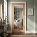 Internal Oak Door, Fully Finished, 1 Light Obscure Lined Clear Glass