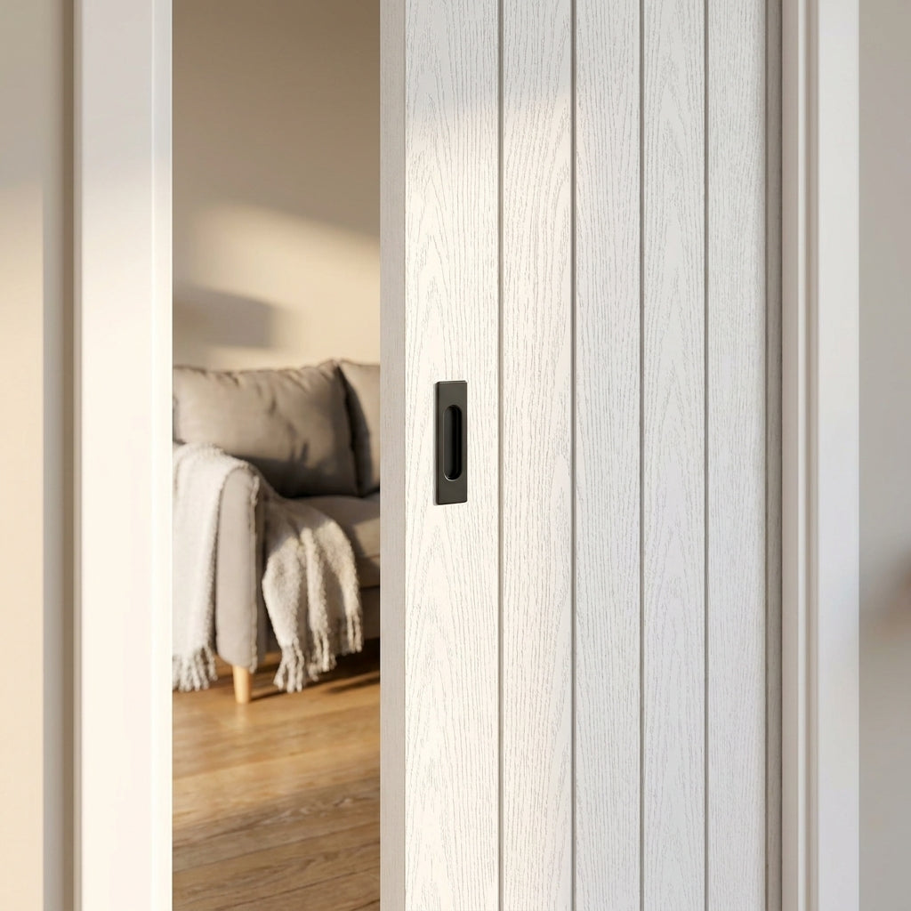 Internal Pocket Door Set, White Moulded, Classic Framed, 100mm Thickness - detail view