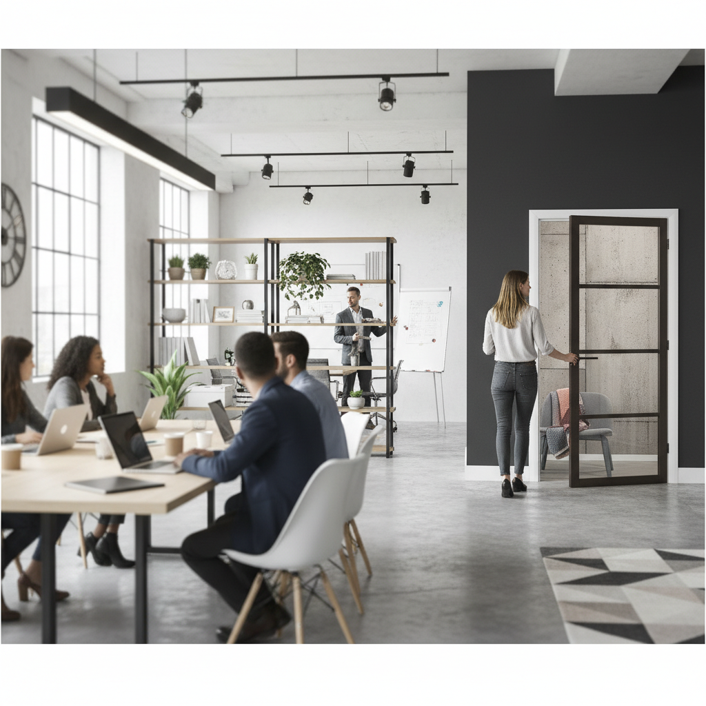 Premium Custom Made Slimstyle Industrial Door 80mm with Clear Glass Glazing and Black Finish