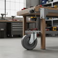 Gray Pressed Steel Castor with Grey Non-Marking Rubber Wheel - Heavy Duty Top Plate | Floor Safe