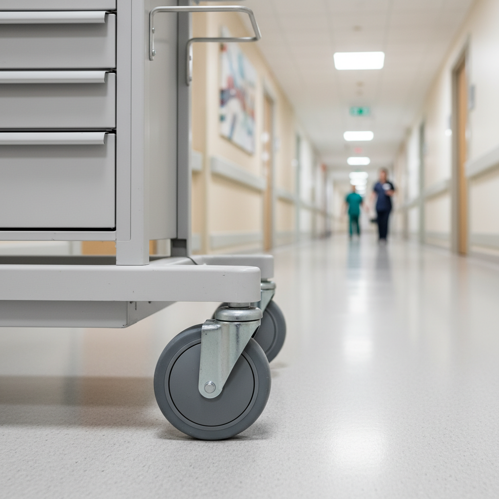 Gray Pressed Steel Castor with Grey Non-Marking Rubber Wheel - Heavy Duty Top Plate | Floor Safe