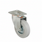 White Smoke Pressed Steel Castor with Grey Non-Marking Rubber Wheel - Heavy Duty Top Plate | Floor Safe