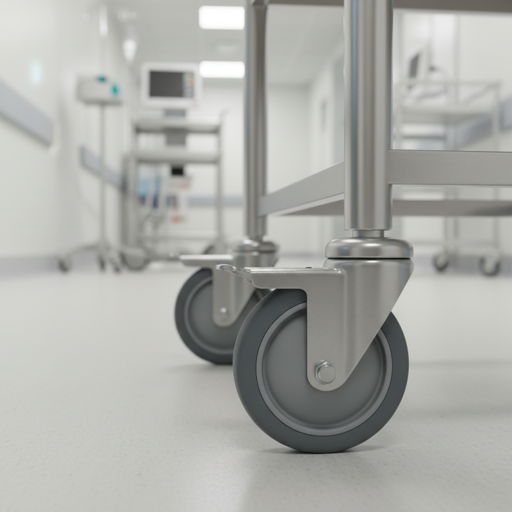 Gray Pressed Steel Castor with Grey Non-Marking Rubber Wheel - Heavy Duty Top Plate | Floor Safe