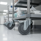 Gray Pressed Steel Castor with Grey Non-Marking Rubber Wheel - Heavy Duty Top Plate | Floor Safe