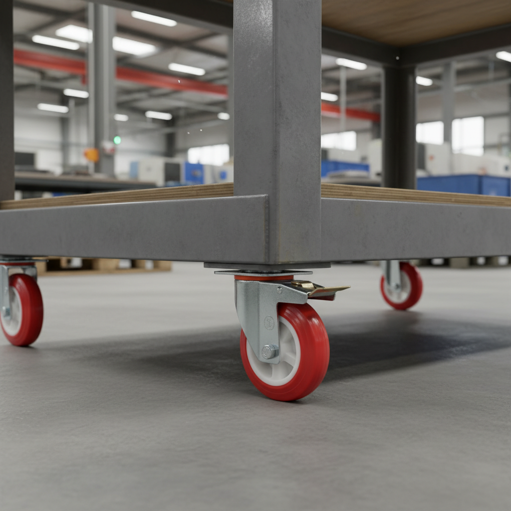 Dim Gray Red Thermoplastic Wheel Castors - Industrial Top Plate 80mm to 150mm