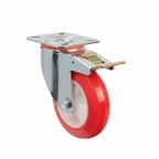 White Smoke Red Thermoplastic Wheel Castors - Industrial Top Plate 80mm to 150mm