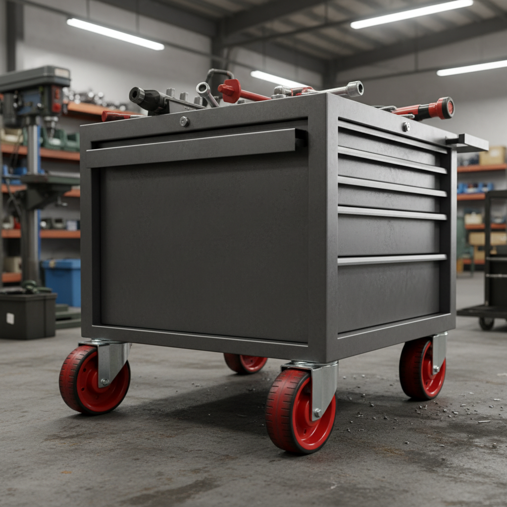 Dark Slate Gray Red Thermoplastic Wheel Castors - Industrial Top Plate 80mm to 150mm