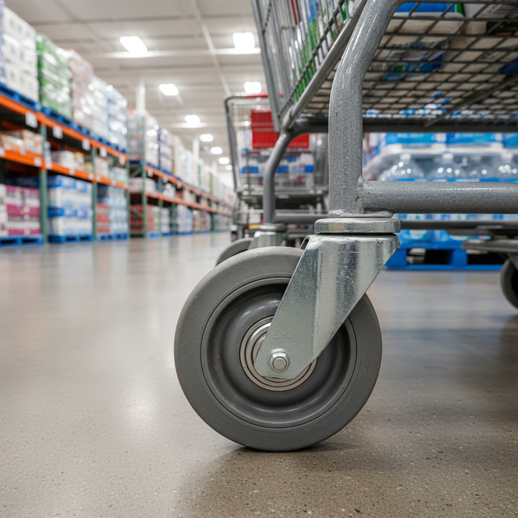 Retail trolley castor in warehouse store