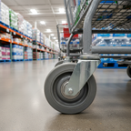 Retail trolley castor in warehouse store