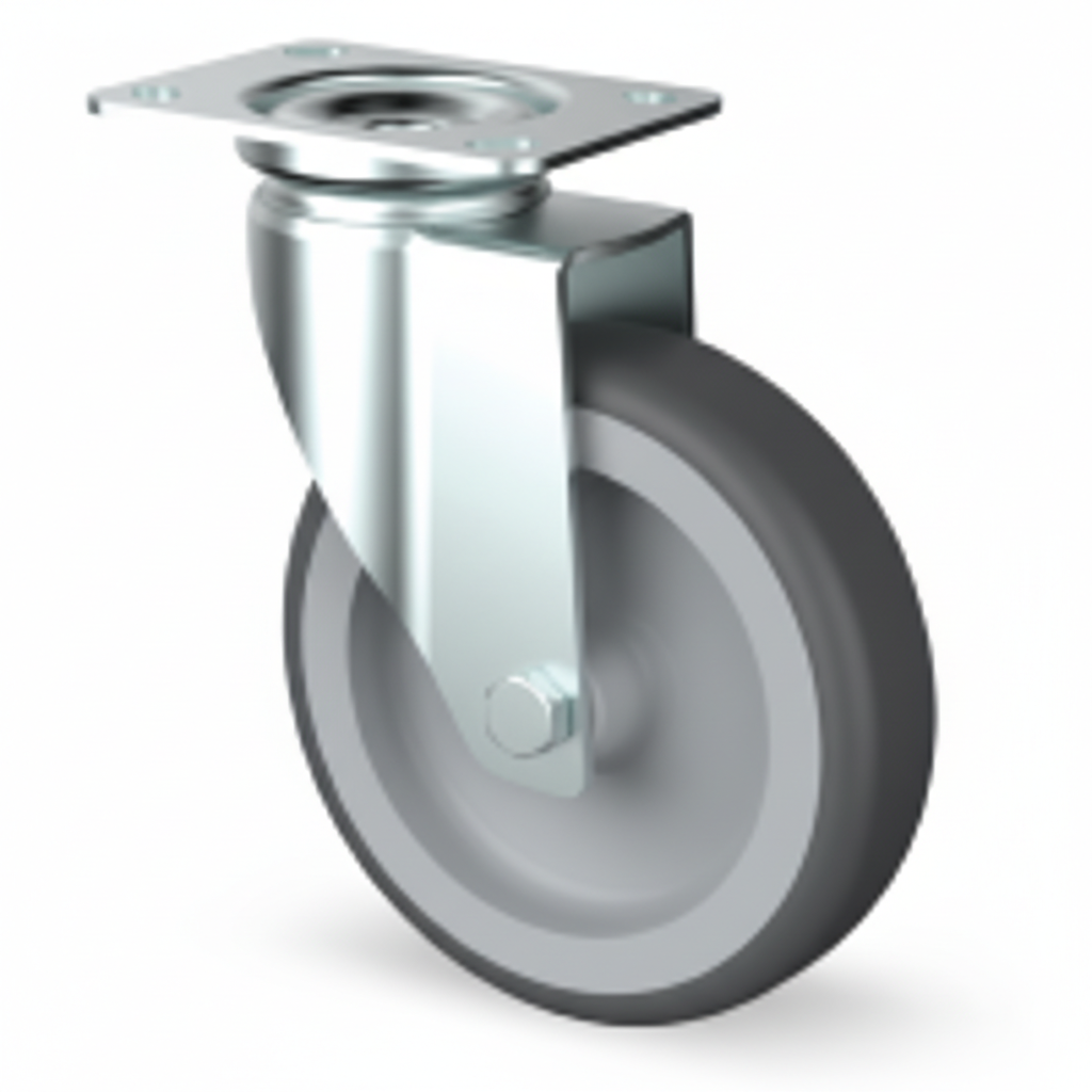 White Smoke Retail Shopping Trolley Castors - Grey Thermoplastic Rubber 60mm to 125mm