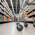 Gray Retail Shopping Trolley Castors - Grey Thermoplastic Rubber 60mm to 125mm