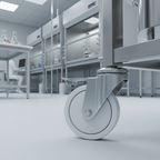 White nylon industrial castor in laboratory environment